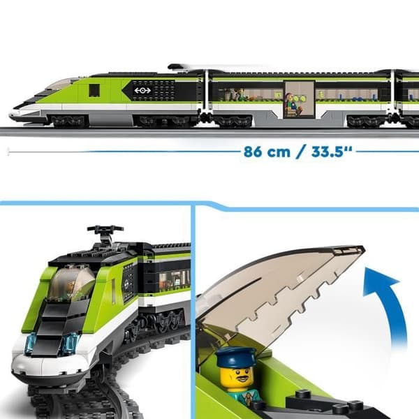 LEGO City Express passagerartåg - Fjärrkontroll tågleksak - Fungerande strålkastare - Barn 7 år