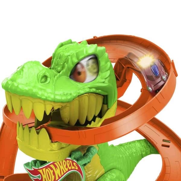 Hot Wheels-T-Rex Eldslagsmål-Dinosaurie Set Med Lastbil - 4 år+- JBM73