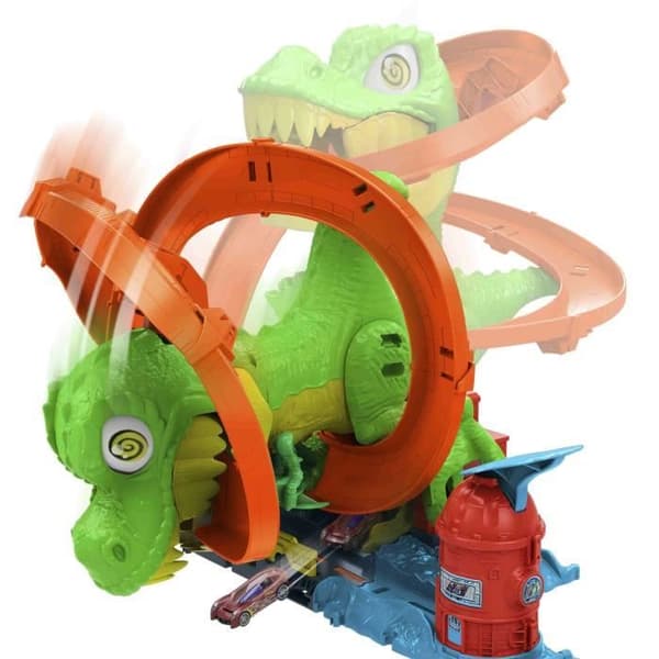 Hot Wheels-T-Rex Eldslagsmål-Dinosaurie Set Med Lastbil - 4 år+- JBM73