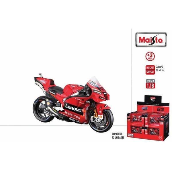 Motorcykel Colorbaby Gp Ducati Lenovo 2022 63 Francesco Bagnaia 1:18 Röd