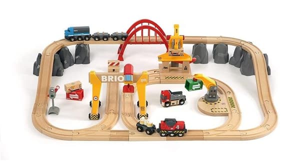 BRIO tågbana i trä - Kranar och laster - Komplett set 54 delar - Ravensburger - Från 3 år