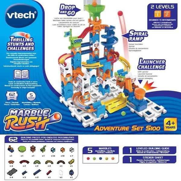 VTECH Marble Rush Marble Track - Äventyrsset S100 - 61 delar och 5 MarbleMarbles ingår