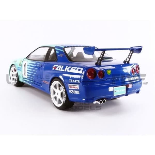 Miniatyrsamlingsbil - SOLIDO 1/18 - NISSAN Skyline (R34) GT-R Falken Drift Livery - 1999 - Grön / Blå - 1804304