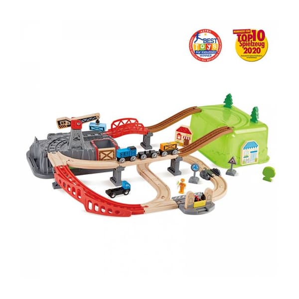 Hape Railway skopbyggare tågset och dess förvaringslåda 3 - 6 år, 6 år och uppåt