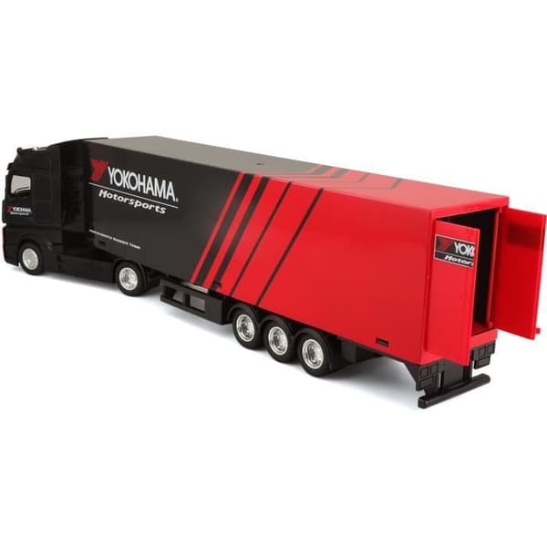 Lastbil med släp Mercedes Benz Actros 1/43 STREET FIRE - Röd och Svart - BBURAGO