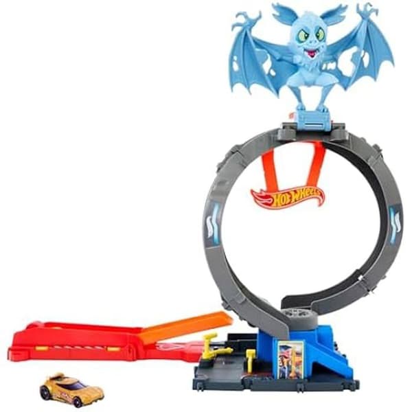Hot Wheels Låt oss tävla Netflix - Set med cirkelbana och fladdermusattack med bil och bana, 3 spellägen