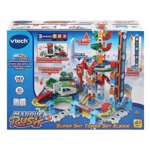 VTECH MARBLE RUSH - SUPER HIMMEL TÅRN SÆT XL300E - 143 dele - Til børn fra 4 år