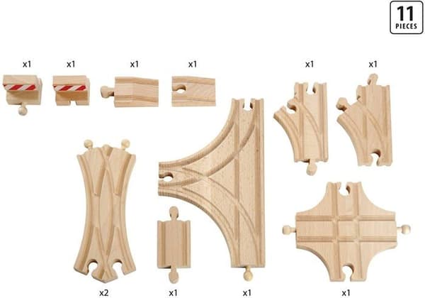 BRIO World - 33307 - Evolution Advance 11 ratasetti - Lisävaruste puiseen junasettiin - Raiteiden lajitelma - 3