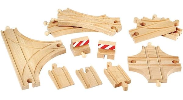 BRIO World - 33307 - Evolution Advance 11 ratasetti - Lisävaruste puiseen junasettiin - Raiteiden lajitelma - 3