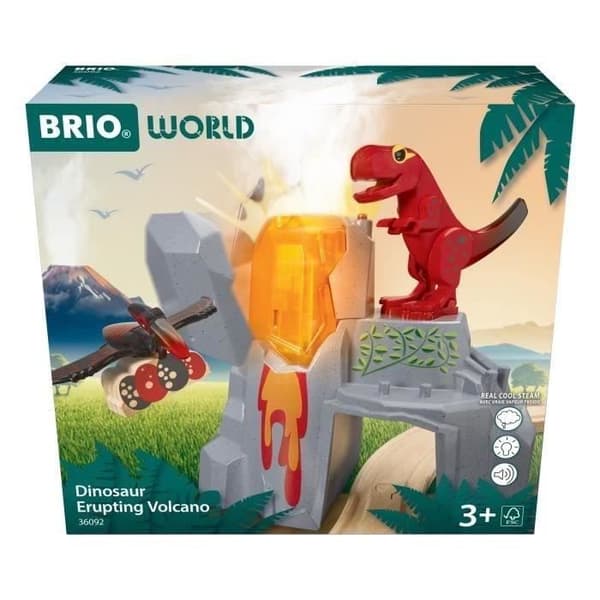 Brio Vulkanudbrud Dinosaur - Trætogsæt Tilbehør - Batterifri/Magnetfri Legeaction - Alder 3+