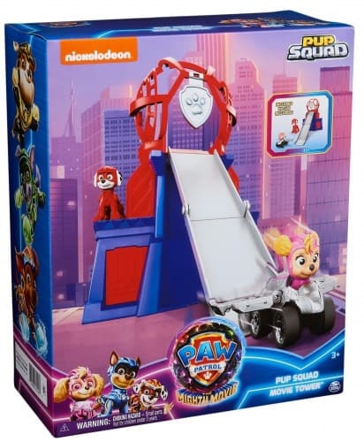 PAW Patrol: The Mighty Movie Mini Lookout Tower Lekset med Mighty Pups Skye Leksaksbil och Marshall Leksaksfigur, Barnleksaker för Pojkar och Flickor