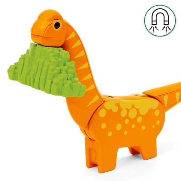 Dinosaurusrata - Täydellinen 12-osainen setti - Paristoton leikkitoiminta - Dinosaurus mukana - Puinen junarata - BRIO World