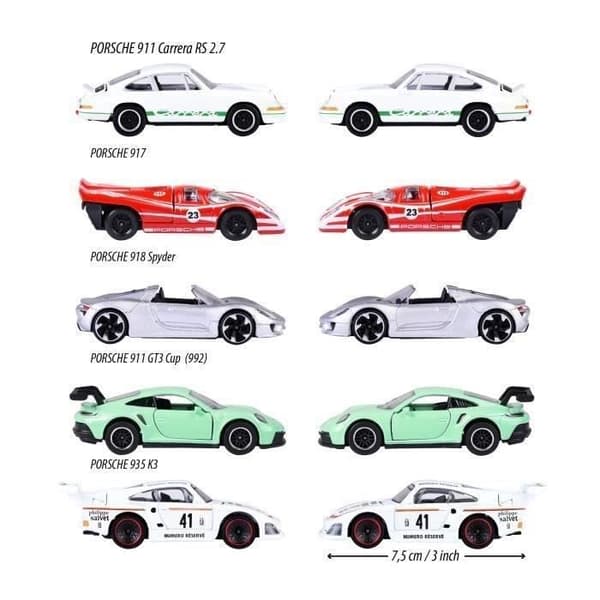 Lelu - Majorette - Porsche Racing Stand and Podium - 5 ajoneuvoa - 3-vuotiaasta alkaen