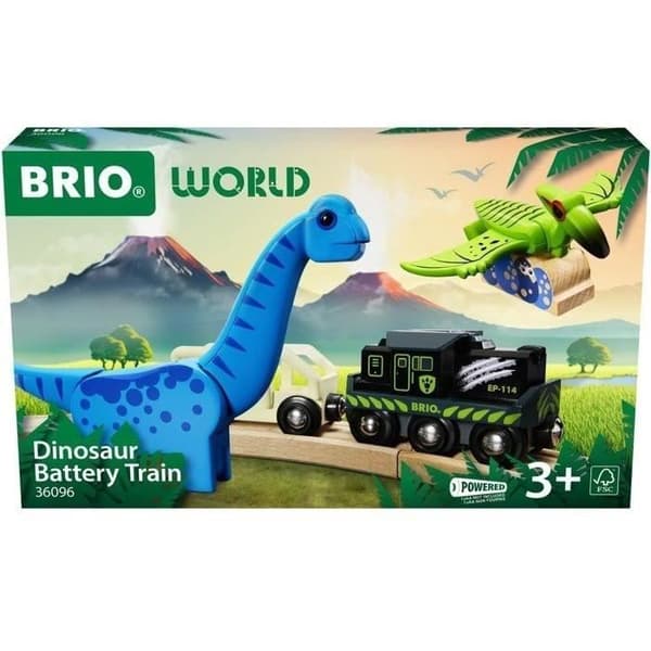 Brio Paristokäyttöinen Dinosaurusjuna - Sähköjuna - Dinosaurus mukana - Puinen junasetti - Ikä 3+ - Brio World - 36096