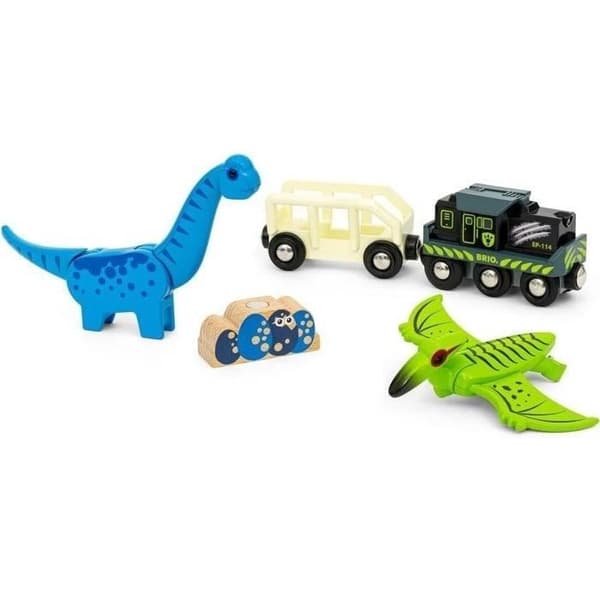 Brio Paristokäyttöinen Dinosaurusjuna - Sähköjuna - Dinosaurus mukana - Puinen junasetti - Ikä 3+ - Brio World - 36096