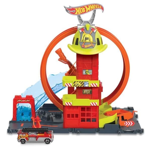 Brandstation - Hot Wheels - Super Brandstation - Flerfärgad - 4 år - Inkluderar brandbil