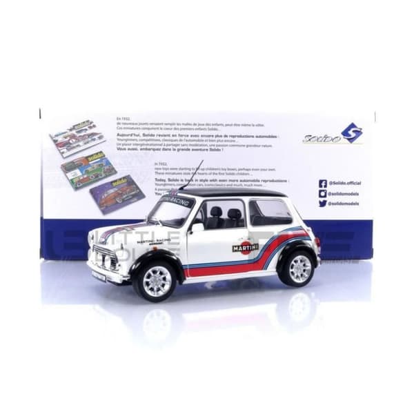 Samlarbil i miniatyr - SOLIDO - MINI Cooper Sport Martini - 18/1 - 1998 - Vit/Röd/Blå