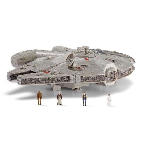 Bizak - 62610022 - Star Wars Micro Galaxy Squadron, Halcon Milanrio Ship with Lux and Sound, Includes 4 Figures ()