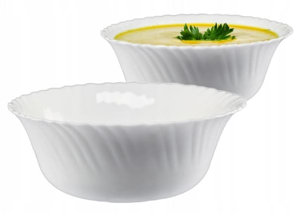 Skål för soppor och snacks, vitt glas, 20 cm