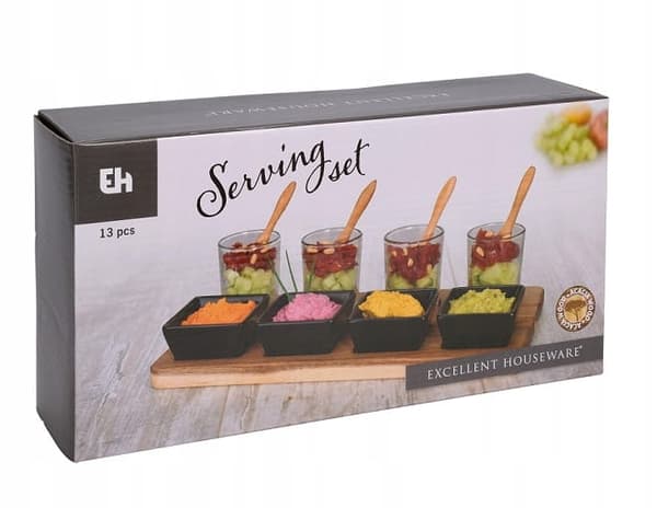 Svarta snackskålar serveringsset om 13