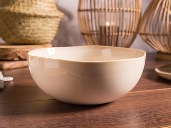 Modernt mönster krämfärgad porslinsskål 22 cm