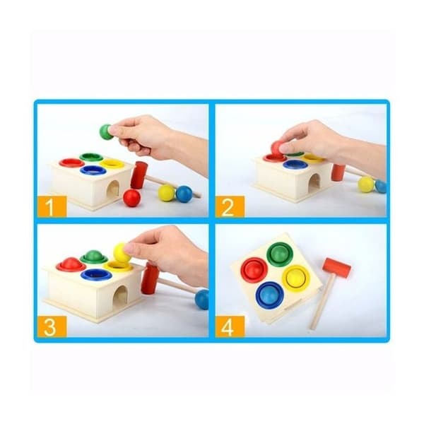 Trähammarspel - Montessori - Lär dig färger - Ögon/handkoordination