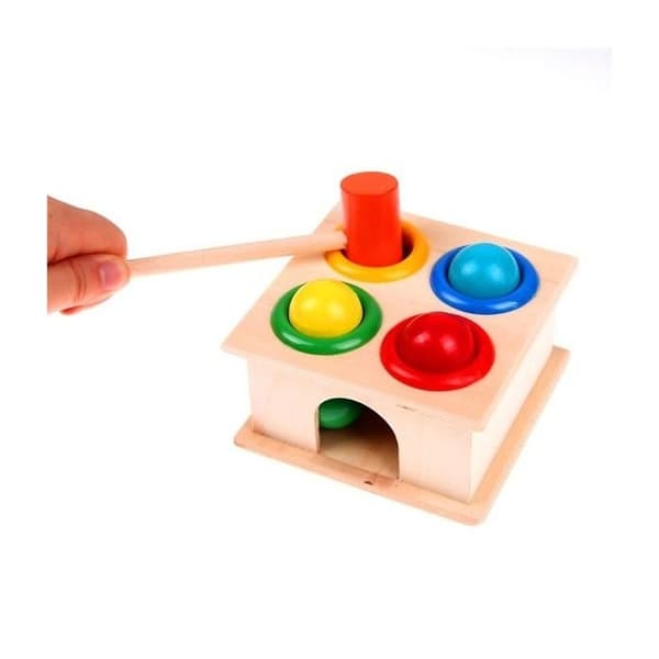 Trähammarspel - Montessori - Lär dig färger - Ögon/handkoordination
