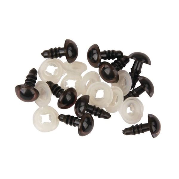 Säkerhetsögon i plast - RAYHER - 8mm - Mörkbrun - Med brickor - 10 stycken
