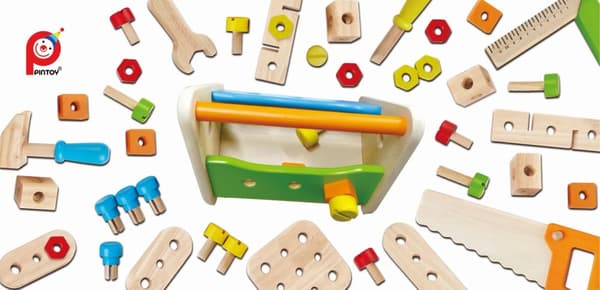 Pintoy Verktygslåda till barn m/tillbehör av trä