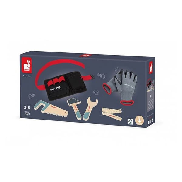 Verktygsbälte med handskar Brico'Kids - Trä DIY imitationsleksak - från 3 år gammal
