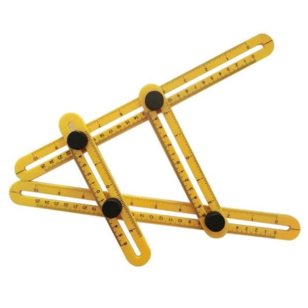 Mätverktyg - Multi-Angle Linjal - Modell Angle-izer - Plast - 30 cm - Gul