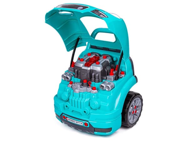 Mekaniksæt, bil, automotor, værksted 61 elementer, blå Porsche