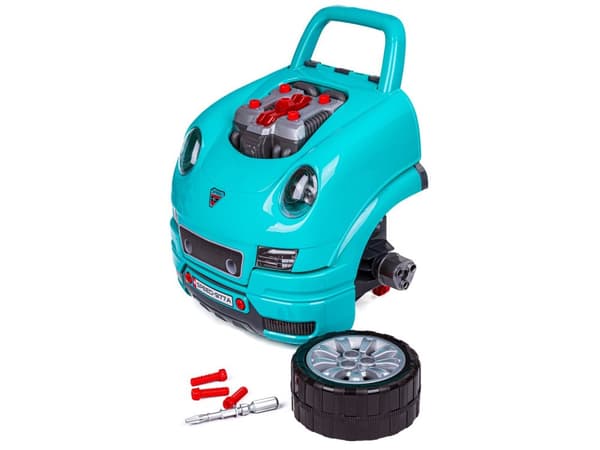 Mekaniksæt, bil, automotor, værksted 61 elementer, blå Porsche
