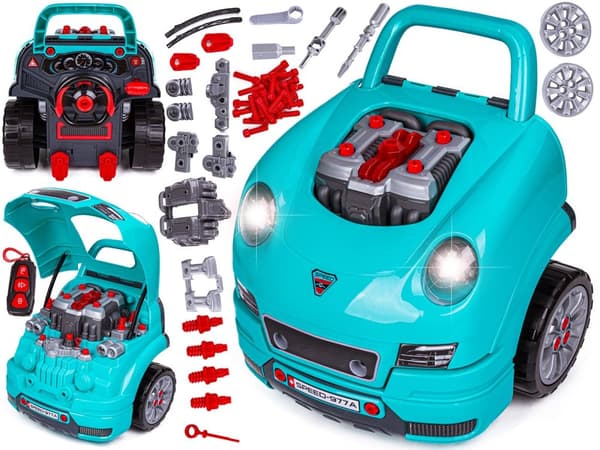 Mekaniksæt, bil, automotor, værksted 61 elementer, blå Porsche