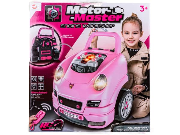 Mekaniker Set, Bil Auto Motor Demontering, Verkstad 61 Elements, Rosa Porsche