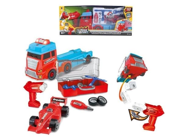 2,4 GHz RC Truck + Formula Racer, purkamis- ja kokoamissarja, tarvikkeet + työkalut