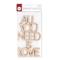 Miniatyrbild 1 av 4: Skrift. trä "All you need is love"FSC100%, natur, 12,4x21,8x0,4cm, tab.-LS 1st.
