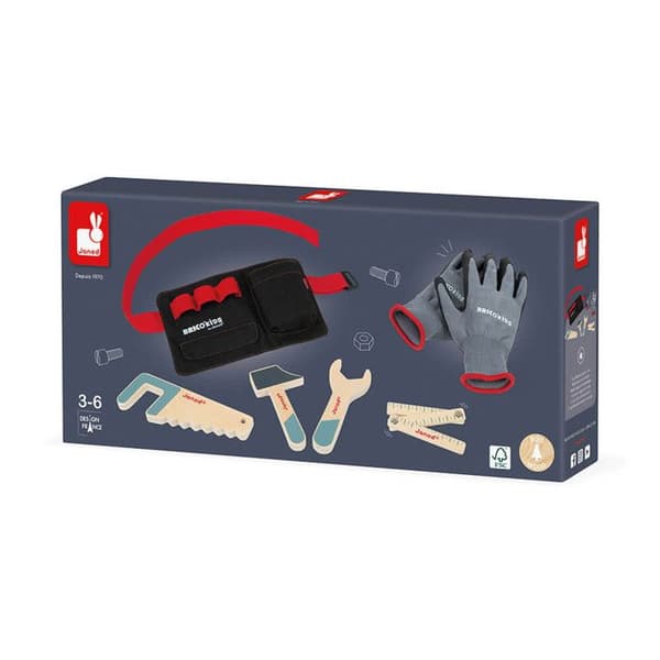 Verktygsbälte med handskar Brico'Kids - Trä DIY imitationsleksak - från 3 år gammal
