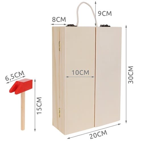 Box + set med träverktyg 22697