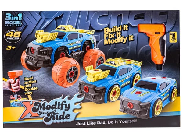 Sports-, terrængående bil til adskillelse og montering af 3-i-1 TUNING + skruetrækker, Monster Truck