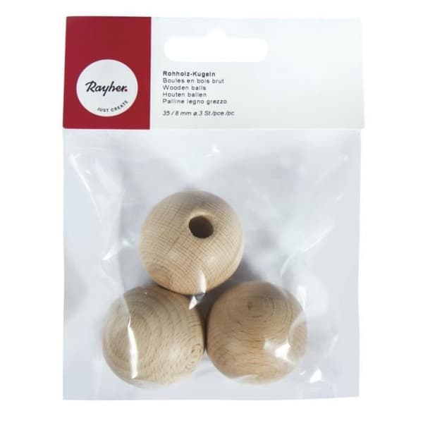 Rayher Palline Legno Ø 35 mm Blister Pezzi 3