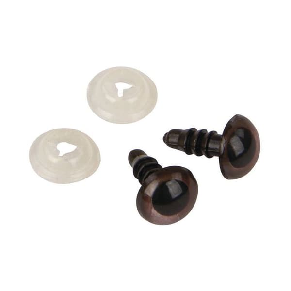 Säkerhetsögon i plast - RAYHER - 8mm - Mörkbrun - Med brickor - 10 stycken