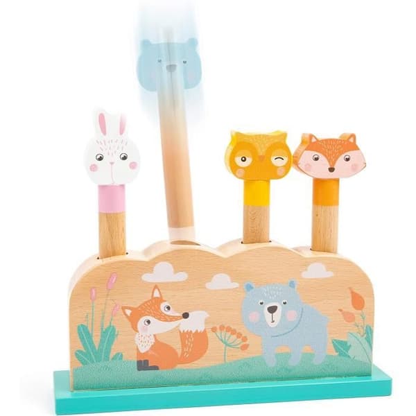 Formpassande träspel - Small Foot - Silly Bois - 4 hoppande djur - Barns motorik