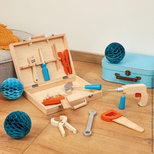 Brico'Kids verktygslåda - JANOD - Från 3 år - Rubberwood