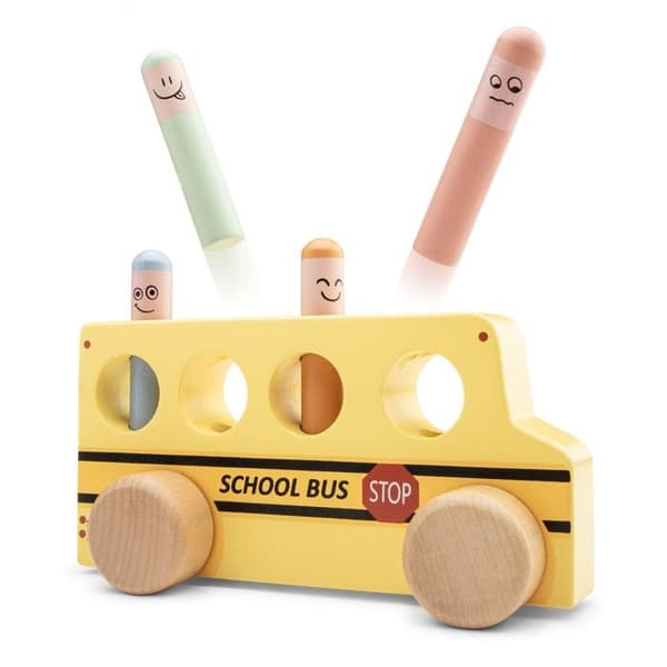 Pop-up Leksak - New Classic Toys - Skolbuss - Trä - 24 månader och uppåt - 1 spelare
