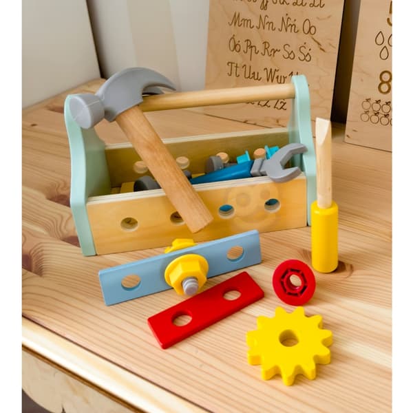 TOOKY TOY Værktøjskasse i træ 18 stk.