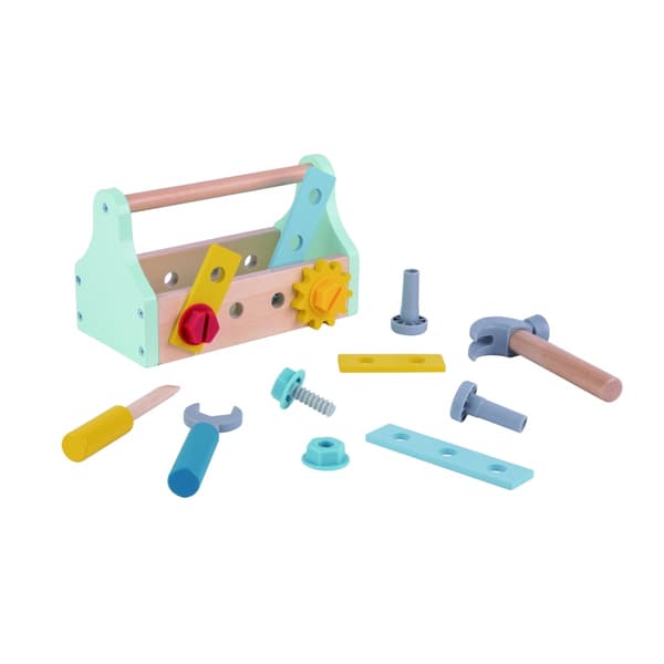 TOOKY TOY Værktøjskasse i træ 18 stk.