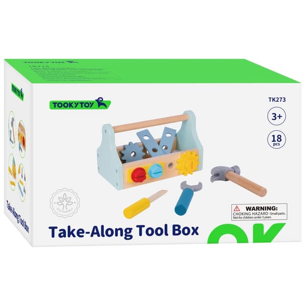 TOOKY TOY Værktøjskasse i træ 18 stk.
