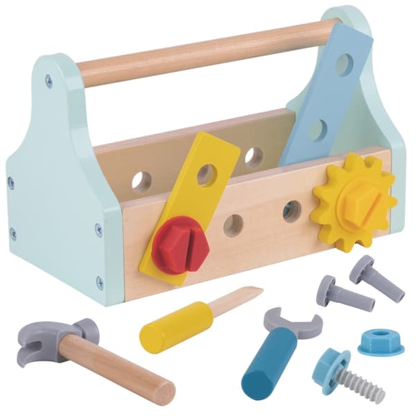 TOOKY TOY Verktygslåda i Trä 18 st.
