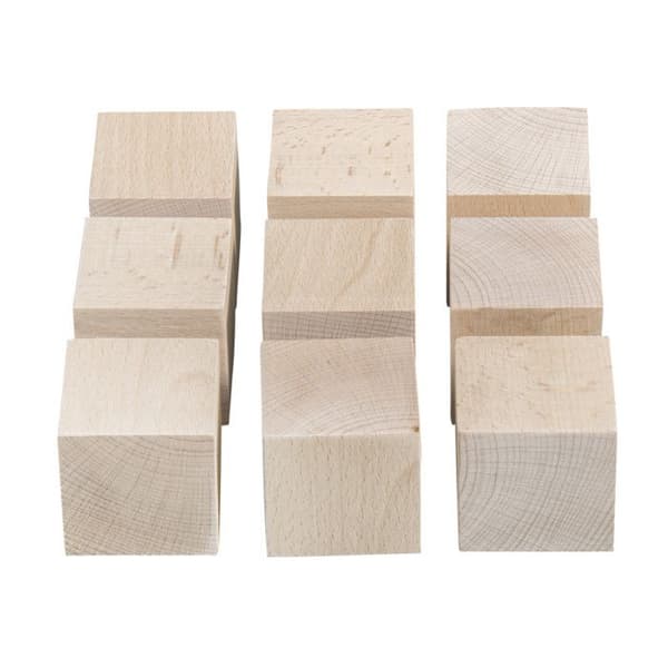 9 träkuber för att anpassa 4,5 x 4,5 cm